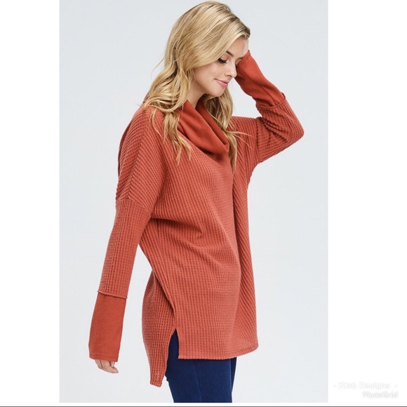 🛍LAST 1! Rust Cowl Neck Sweater Tunic! - Picture 4 of 8